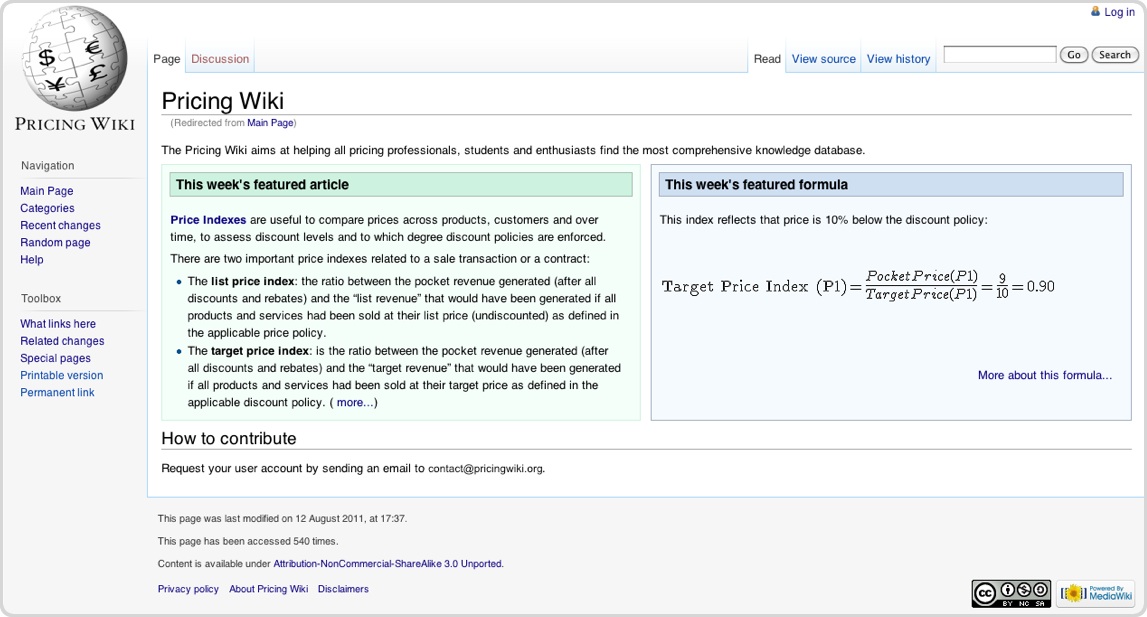 Pricing Wiki